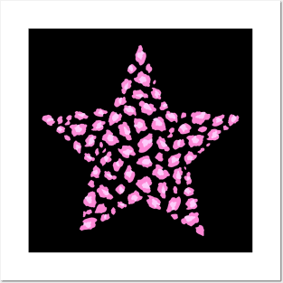 Leopard Print Star Pink Posters and Art